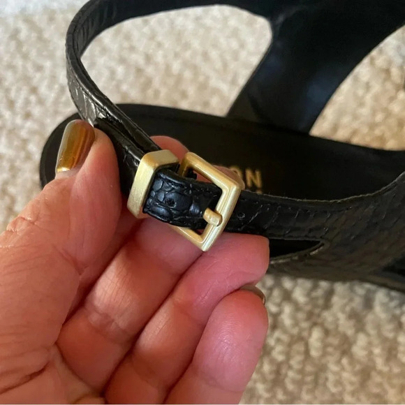 Kenneth Cole Reaction Black Croc Embossed Dee Two Band Slingback Heel - Picture 4 of 8